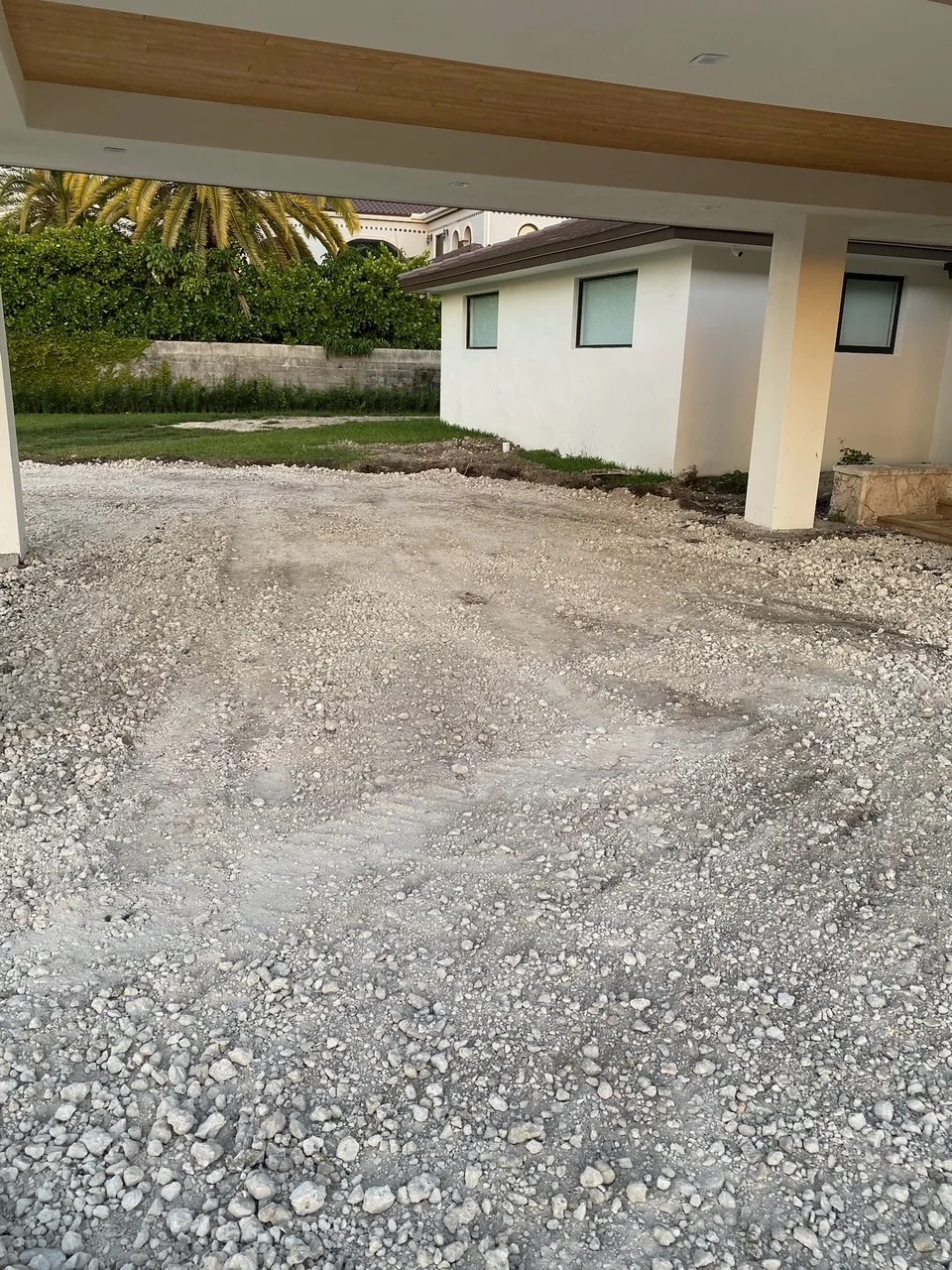 Limerock base compacted under a covered entry drive, Miami, FL